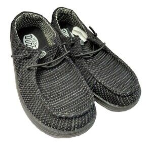 Hey Dude Wendy Stretch Sox Youth Black/Black Slip On Shoes Size J2